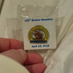 Adidas Gold and Blue Boston Marathon Pin